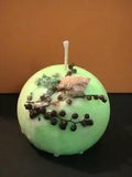 Sphere Candle - Coconut & Beeswax - Green Lime & dry flowers decor - NEW