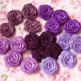20 Small Handmade Ribbon Roses (3/4 inches) In Grape, Deiphinium, Purple, Amethyst, Plum  MY-30-12 Ready To Ship