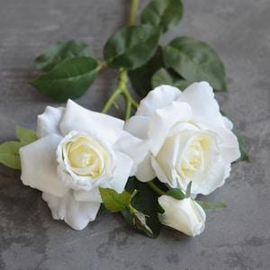 3 Heads Huge Real Touch Ivory White Rose, Luxry Realistic Artificial Flower, DIY Floral, Wedding/Home/Kitchen Decorations | Gifts