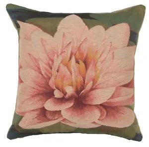 Throw Pillow Cover ??C Water Lily Flower ??C 19x19 in French Woven Decorative Pillow