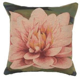 Throw Pillow Cover ??C Water Lily Flower ??C 19x19 in French Woven Decorative Pillow
