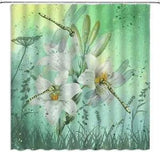 Dragonfly Shower Curtain Flower Herbs Dragonflies Lilies Floral Plant Wildflower