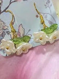 Double Lily Of The Valley Pearl Green Earrings Hook Dangle Made By Me Elegant AU