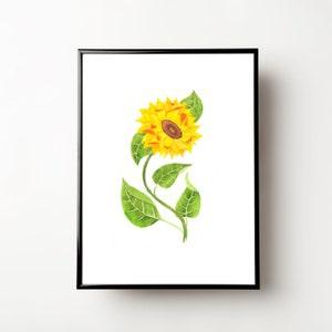 B(L)OOM - 1 Watercolor Print of a Sunflower
