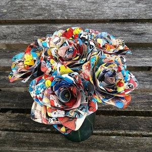 6 Comic Book Roses.  Wedding, Birthday, Anniversary, Centerpiece. Gift. Custom Orders Welcome
