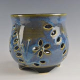 Blue Rutile Orchid Pot/Luminary 5 3/4" Diameter x 5 1/4" High