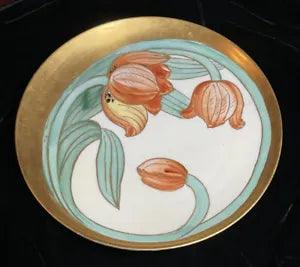 Pickard Hand Painted Tulips  & Gold 8 3/4 inch Plate Circa 1903-1912 Haviland