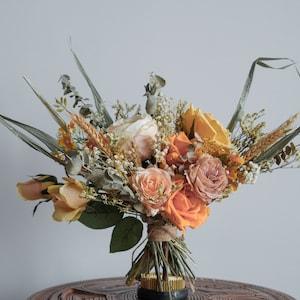 Yellow Bridal Bouquet for Boho Wedding / Summer Wedding Bouquet / Yellow and Orange Garden Flower
