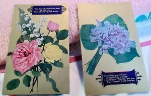 2 Antique Floral Postcards - Language of Flowers - Violets Lily of the Valley