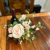 Blush Pink Peony and Roses Bottle Bouquet Holder, Flower Arrangement, Peony Bouquet, Mother??s Day Gift, Housewarming Gift,