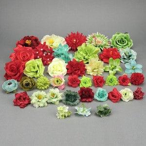 41Pcs Artificial flower head Combo Set/4-13cm Silk Rose,Peony,bulk Fake Floral/DIY Craft Flower Kit For Wedding Baby Shower Decoration