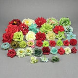41Pcs Artificial flower head Combo Set/4-13cm Silk Rose,Peony,bulk Fake Floral/DIY Craft Flower Kit For Wedding Baby Shower Decoration