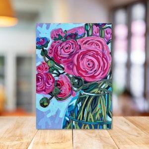 Ranunculus Bouquet - Bright Floral Nature Giclee Art Print - 5x7 white bevel matted to 8x10 - ready to frame - signed by the Artist