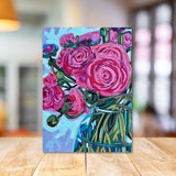 Ranunculus Bouquet - Bright Floral Nature Giclee Art Print - 5x7 white bevel matted to 8x10 - ready to frame - signed by the Artist