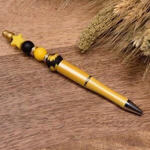 Yellow Sunflower Silicone Beaded Pen | Yellow Silicone Beaded Pen | Beaded Yellow Pen | gift for Christmas | Back to School