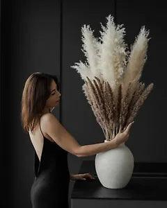 Dried Pampas Grass Decor Tall - Total 15 Stems - 3 Stems 41??? Beige Large Pampas