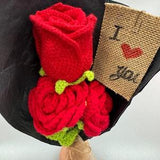 Crochet Flowers Bouquet Handmade,Finished Product,Red Rose,Lily for Anniversary,Birthday,Valentine's Day gift,Crochet Flower Gift For Her
