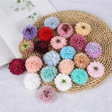 5pcs Carnation Pompom Artificial Flower Head Hair Band Decoration Clothes Supply