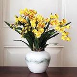Vicky Yao Faux Floral - Exclusive Design Real Touch Artificial Yellow Cymbidium Floral Arrangement