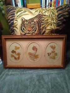 vintage dried pressed flowers framed,Figi Giftware,mid century