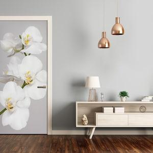 3D Wall Sticker Decoration Bubble Free Door Decal Mural Flowers White orchid  DS_1569