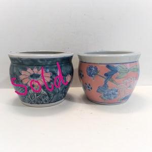 4.5" Vintage Chinese Planter | Chinoiserie Planter | Pink Chinoiserie Planter | Green Planter Is Sold Out