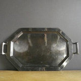 Large Silverplate Serving Tray - Octagon with Handles - Vintage Heavy Silverplate Plant or Drink Tray