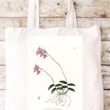 Classic Tote Bag with Orchid Vintage Flower Illustration, Flower Print, Botanical Illustration, Pink Orchid, Victorian Print.