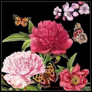 Peony Butterfly - DIY Chart Counted Cross Stitch Patterns Needlework DMC Color