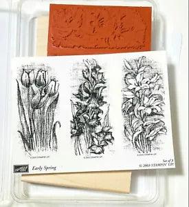 Stampin' Up! Early Spring Set 3 NEW Rubber Stamps Tulips Lilies Gladiolas 2003
