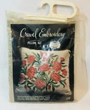 Elsa Williams Linen Floral Pillow Kit Crewel Embroidery Carnations