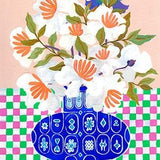 Orchid Foxgloves Still Life Art Print - Archival Quality from Original Gouache Painting, Colorful Wall Art