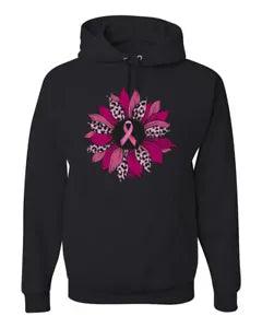 Pink Cheetah Print Breast Cancer Carnation Flower Unisex Hoodie Sweatshirt