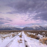 Pink And Purple Mountain Sunset/Fine Art Print/Mountain Snow/Orchid Sky Reflected On Snow/Tracks Leading To Mountains/Home And Wall Decor