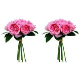 2x Maine & Crawford 8-Head 28cm Deluxe Open Peony Bouquet Artificial Flower Pink