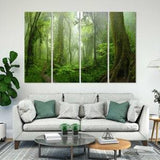 Tropical Jungle Decor for Home, Jungle Art for Wall, Green Forest Wall Art, Green Plants Print Canvas, Forest Trees Decor, Wooden Decoration