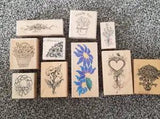 Wooden Rubber Stamps Flowers Gardening Thankyou Lilies Daisy Lily of Valley  NEW