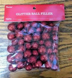 NEW DARICE RED FLORAL FILLER  BALLS , GLITTER 70 PC