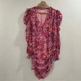 For Love & Lemons Women Cheyenne Mini Dress Carnation Pink Floral Printed