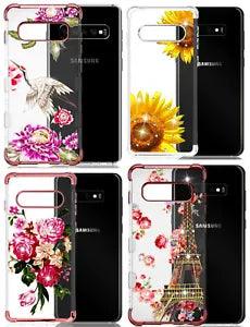For Samsung Galaxy S10 /S10+ Plus - Hard Chrome Rubber Diamond Clear Case Cover
