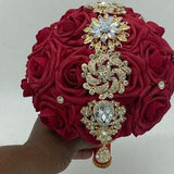 Made to Order Red l Real Touch Rose Brooch Bridal Bouquet l Bridesmaids l Wedding Flowers l Quinceanera