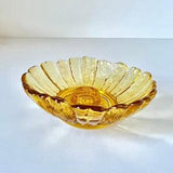 Vintage Anchor Hocking Sunflower Amber Glass Candlestick Holder Pair