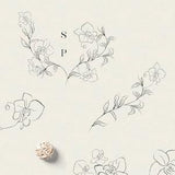 Set of Line Drawing Delicate Orchid Flowers illustrations. Wreaths, Frames. Cards, Logo, Branding, Wedding Invitations, Textiles, Packaging.