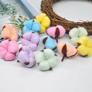 6Pcs Artificial Head Coloured Dried Flower Cotton Swabs Wedding Room Easter...