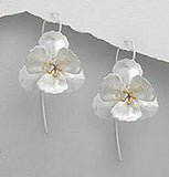 Yellow Gold Over 4.5g Sterling Silver Vermeil Two-Tone Lily Dangle Earrings