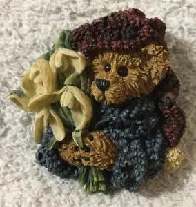 3-D Boyd??s Teddy Bear Spring Garden Lily Flower Plant Animal Brooch Lapel B29B