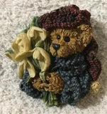3-D Boyd??s Teddy Bear Spring Garden Lily Flower Plant Animal Brooch Lapel B29B