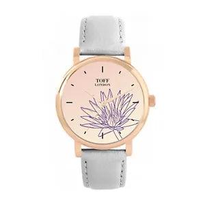 Toff London TLWS-17578 Ladies Purple Water Lilies Flower Watch