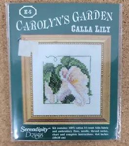 Serendipity Designs Carolyn's Garden Calla Lily Flower Cross Stitch Kit 4x4 NEW