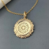 14k solid gold pendant, Sunflower Necklace, Personalized Sunflower Pendant, Gold Sunflower charm, sunflower jewelry
